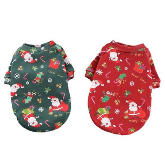 2pcs Christmas Vêtements Chien Costume d'impression En extérieur pour animaux de - gilet vetement - accessoire