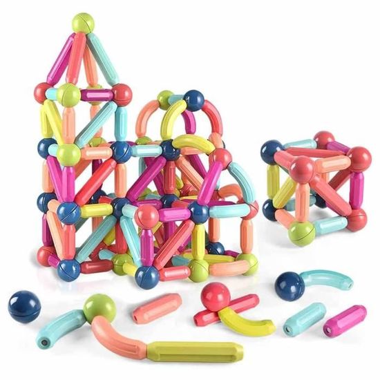 Souvik Blocs Magnétiques 136 Pièces - Jeu Construction Ville STEM Pour Enfants 3+ Ans