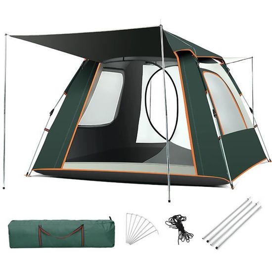 Ergocar Tente Dôme Pop-Up Double Couche 3-4 Pers. – 215x215x142 Cm, 3,7 Kg, Imperméable, Anti-UV, Auto-déployable