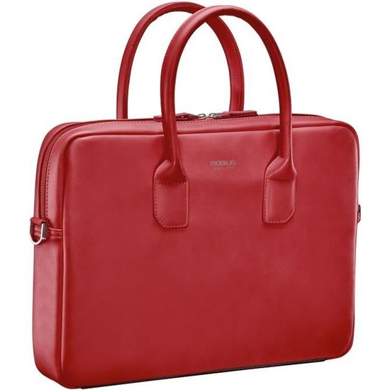 MOBILIS Sacoche de transport - Origine - Briefcase Style pour Ordinateur Portable, Tablette 35,6 cm (14") - Simili cuir - Rouge