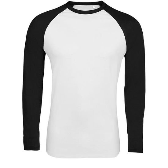 T-shirt manches longues FUNKY - Homme - SOLS - Blanc/noir - Blanc