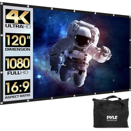Écran De Projection Portable 100 Pouces Anti-pli - HD 16:9 Pour Home Cinéma, Jeux Vidéo Et Extérieur - 6