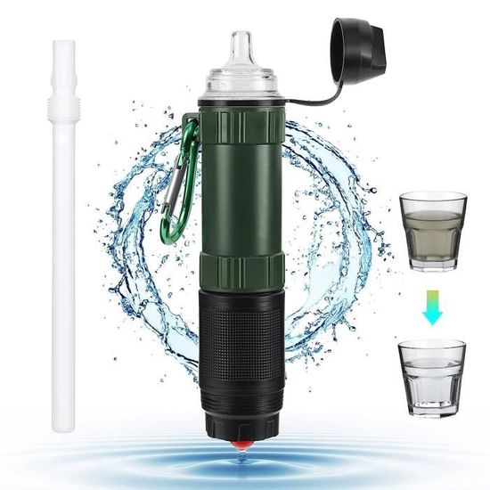 Paille Filtre à Eau Portable D-VITAE - Filtration 0.01 Micron - 5000L Capacité - Survie Camping Randonnée