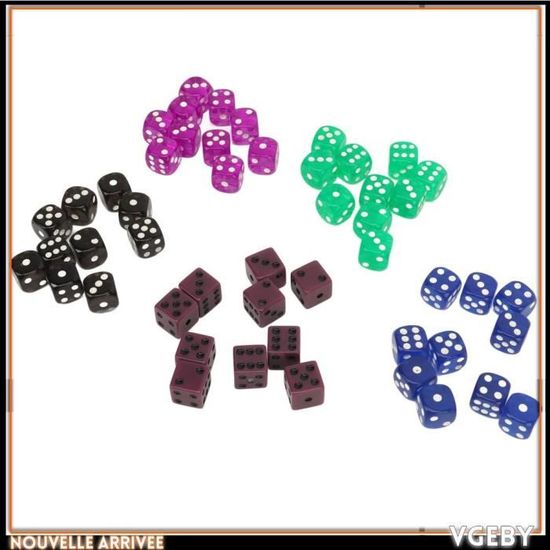 100 Dés En Acrylique 16mm - 10 Couleurs Translucides - Pour Jeux De Société, RPG, Fêtes
