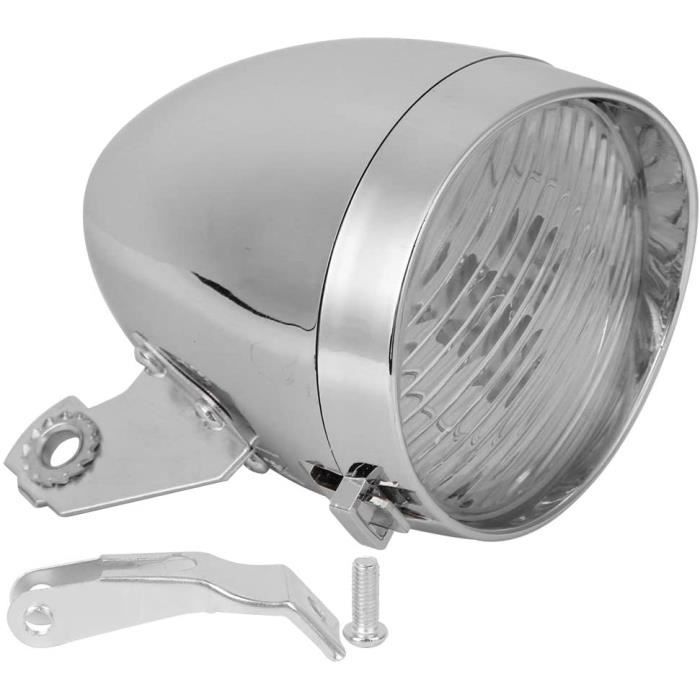 Lampe De Vélo Avant Vintage 6 LED - Argentée - Style Rétro, Résistante à L'Eau