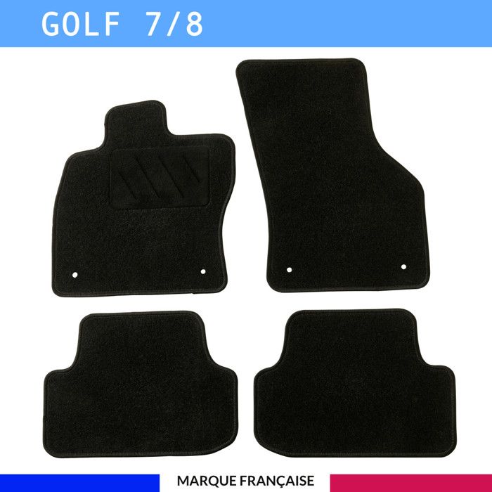 Tapis de sol voiture - Sur mesure pour Volkswagen GOLF 7 / GOLF 8 dès 11/2012 - Antidérapant - Clips et Scratch - 4 pièces