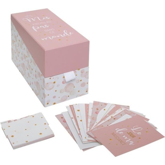 Boite a Photos avec 20 cartes bebe Rose Atmosphera
