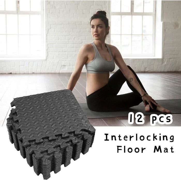 Lot de 12 Tapis Puzzle de Sol en Mousse EVA Tapis de Protection Tapis Gymnastique