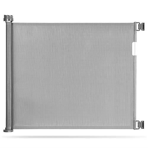 Barrière de Sécurité pour Bébés ,utiliser Escalier et Porte, Système de Verrouillage d'une Main ,l'Intérieure ou l'Extérieure, Gris