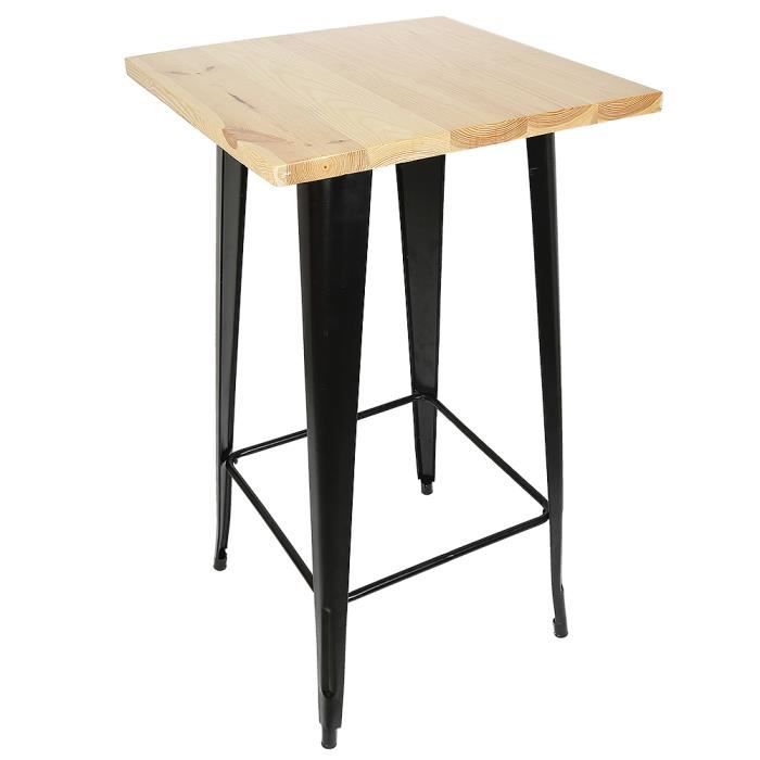 TONGJAA Table haute de bar 103 * 60 cm Bois et Noir