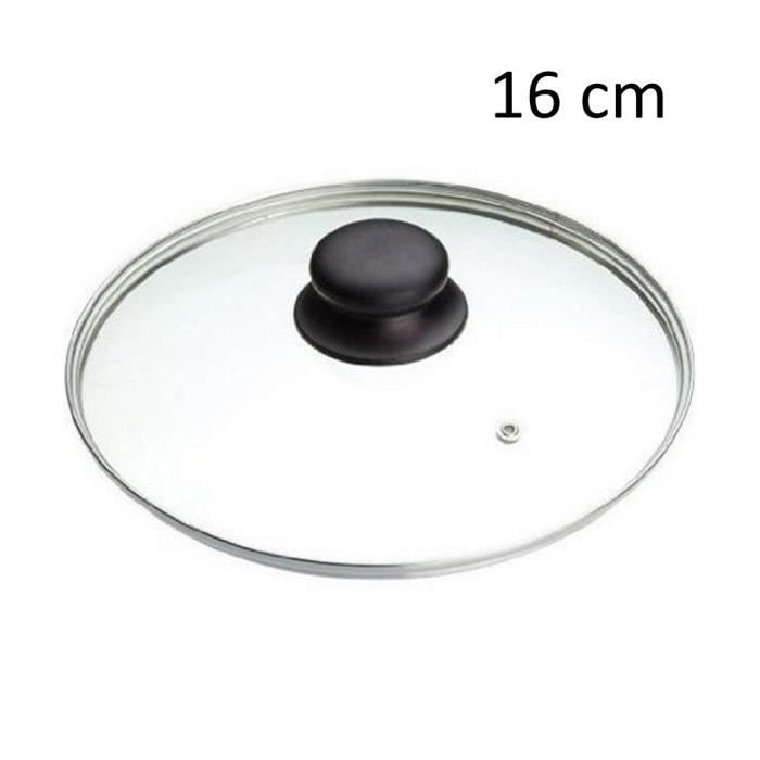 COUVERCLE DE CASSEROLE 16 CM VERRE INOX USTENSILE CUISINE