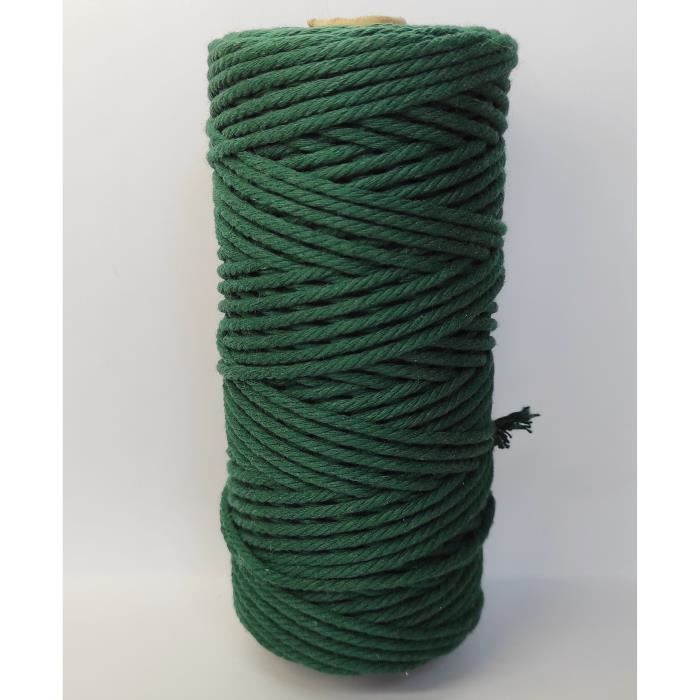 Coton Macramé Vert Canard 3mm Bobine de 100 Mètres Corde Torsadée Fil Sacs Pochettes Paniers Suspensions Porte Clés Déco Noël Cadeau