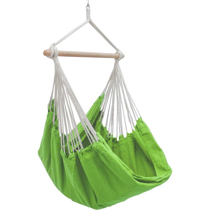 Hamac suspendu pour s'asseoir XXL 185x130cm 100% coton 150kg siège pour se balancer avec pivot 360° Vert Limette