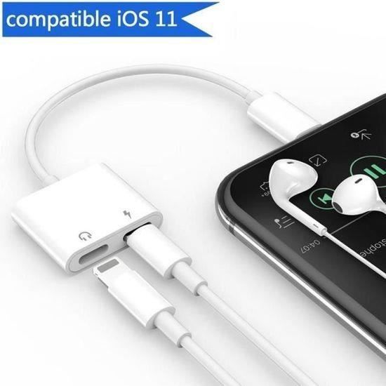 2 en 1 Adaptateur de Lightning,Double Lightning Casque Chargeur Convertisseur pour Apple iPhone X - 8 Plus - 8 - 7 Plus - XUNI4501