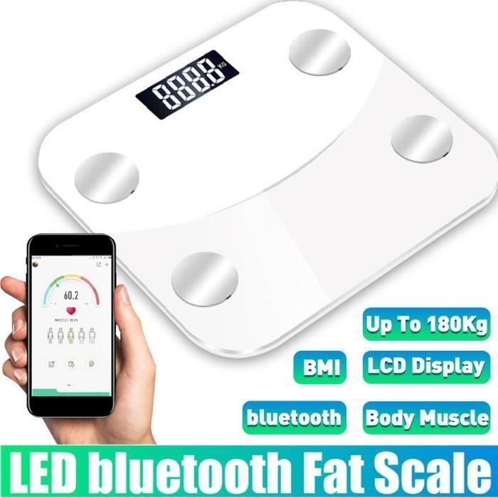 BRAVOTW Pèse Personne Impédancemètre Bluetooth Intelligente LED BMI