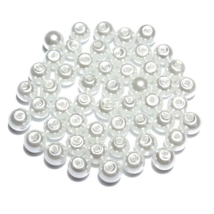 Kit Lot Perles Verre Fabrication de Bijoux DIY Bracelet Collier Breloque Goutte 4mm-100pcs-White Aw70900
