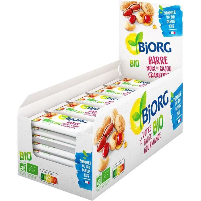 Bjorg Barre Énergétique Noix de Cajou Cranberry Bio Source de Fibres et de Protéines Encas Sain pour le Sport : VéloFitnessTr 7