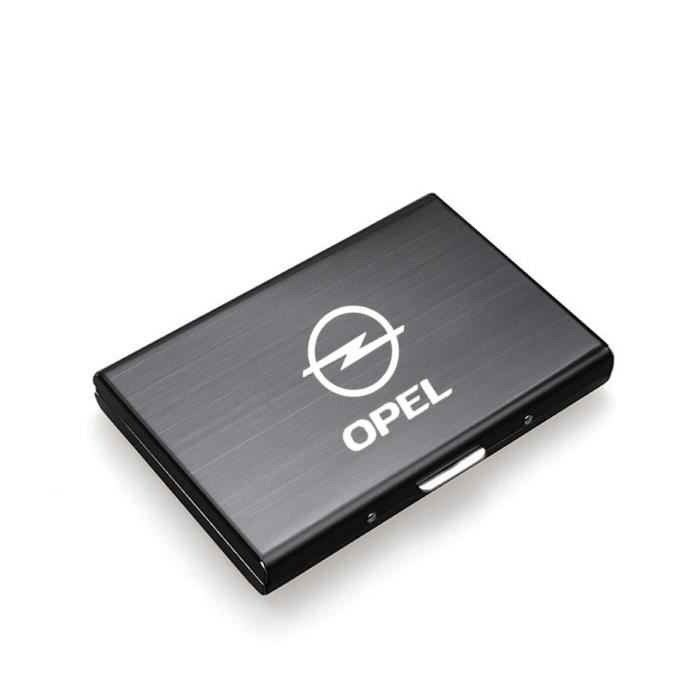 Coque clé,Pour Opel astra j h g insignia mokka corsa d vectra anti scan RFID métal porte carte de crédit mince carte - Type Black
