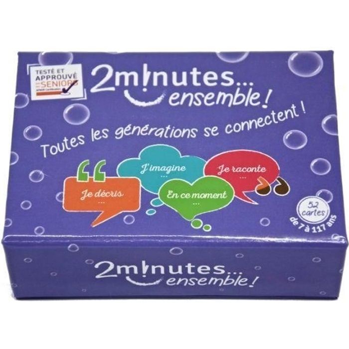 Jeux2Minutes - 2 minutes ensemble ! - Famille - Jeu intergénérationnel - Jeu de cartes - 52 cartes - 180 gr