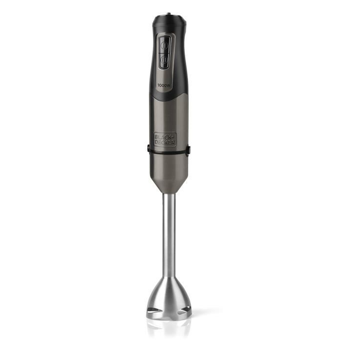 Mixeur plongeant BLACK+DECKER BXHB1000E de 1000W, 20 vitesses + Turbo, verre doseur, système anti-éclaboussures
