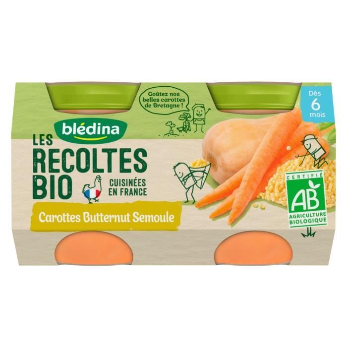 BLEDINA - Les récoltes BIO carottes butternut semoule 2x130g