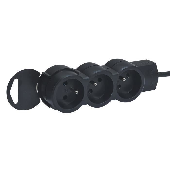 LEGRAND Rallonge multiprise standard 3x2 P+T cordon 1,5 m - Noir (Lot de 3)