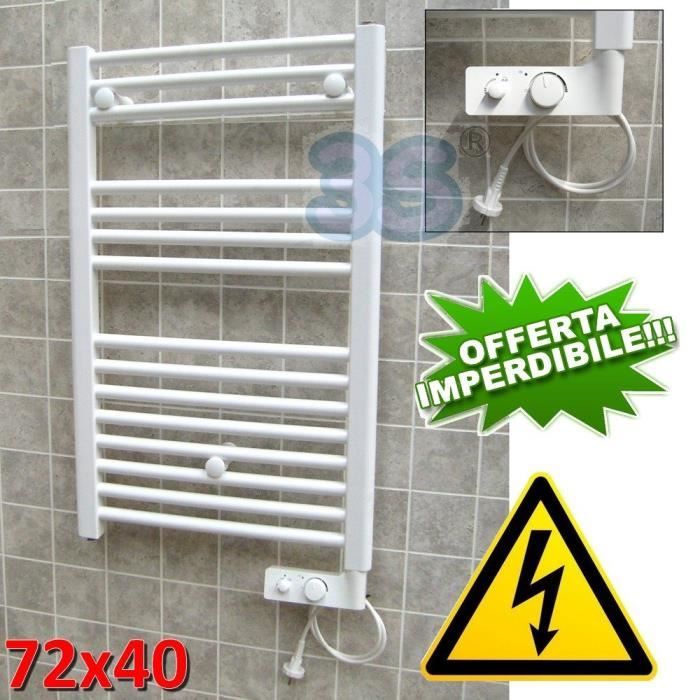 Sèche-serviettes Rideau électrique Blanc cm 72 x 40 avec thermostat