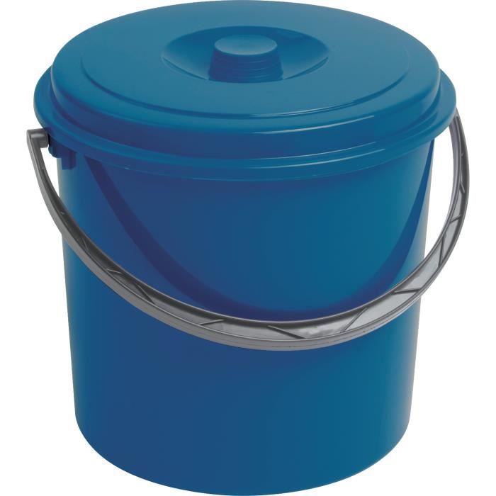 Seau avec couvercle Curver 12l plastique bleu