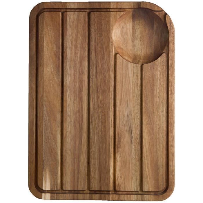 Jamie Oliver Jo Planche à découper avec rainures jus Système Planche à découper Bois, Acier Inoxydable, 46 x 33,5 x 2,5 cm - JB190