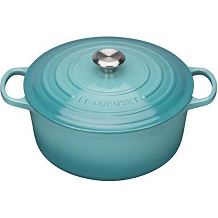 LE CREUSET - 21177201702430 Signature Cocotte Rond Fonte Bleu Carabe 20 cm Cuisine Maison Casseroles plats et poles Cocottes et plat