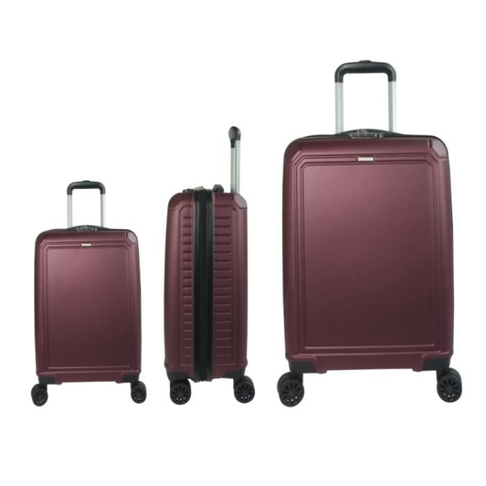 LYS Set de 3 Valises Rouge Rigide ABS 4 Roues Doubl/ées 55-65-76cm
