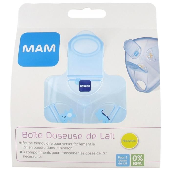 Accessoires-Mam Boite Doseuse de Lait - 3 Compartiments (Couleur : Bleu)