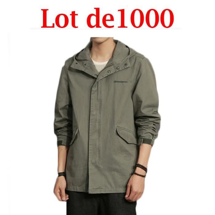 trench homme Dentelle trench Col de revers Couleur unie parka hommes Coupe slim Vêtement Masculin