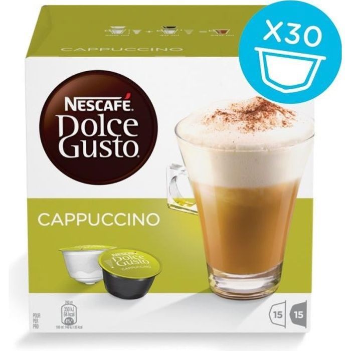 Nescafé Dolce Gusto Cappuccino Magnum, Capsule de café, Cappucino, Café fortement torréfié, 15 tasses, Multicolore, Boîte