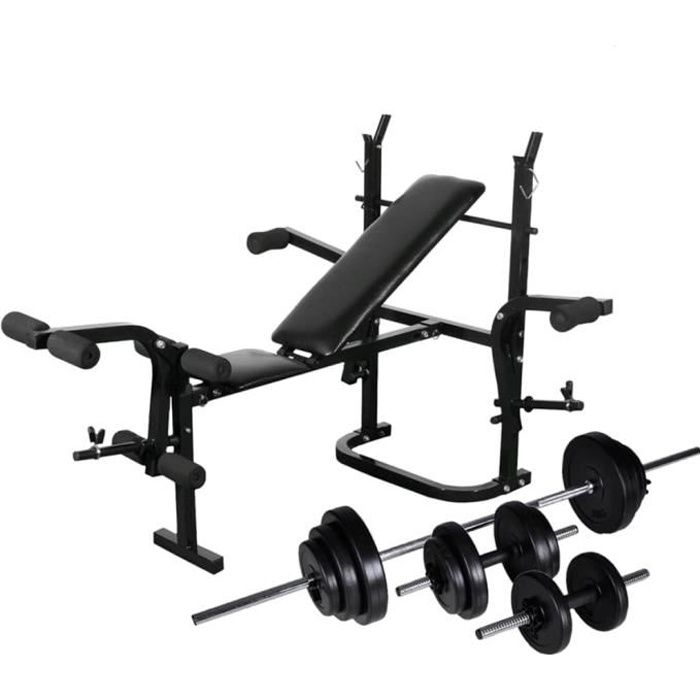 LEH Banc d'entraînement avec support de poids jeu d'haltères 30,5kg #3