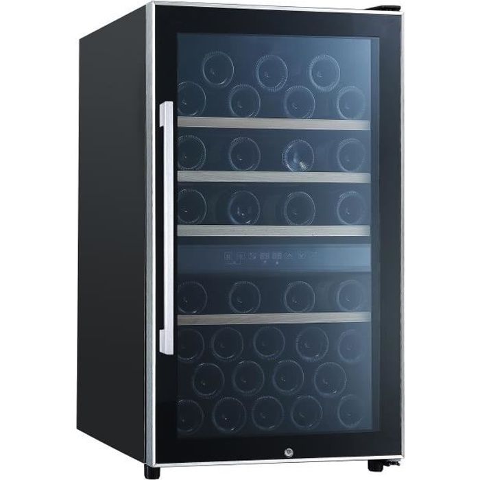 LA SOMMELIERE ECS50.2Z-Cave à vin de service-porte vitrée-double zone-cadre noir et inox-49 bouteilles-4 clayettes bois-A