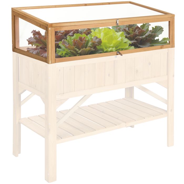 TECTAKE Serre Châssis de Jardin pour Carré Potager en Bois et Polycarbonate 115 cm x 53 cm x 34 cm