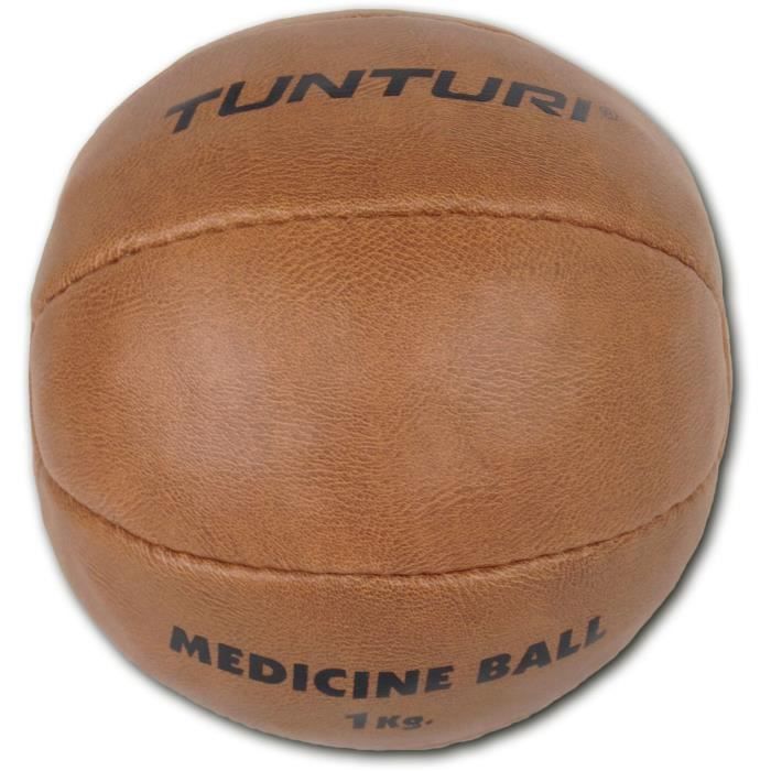TUNTURI Balle de médecine / Ballon médicinal / Medicine ball en cuir synthétique 1kg marron