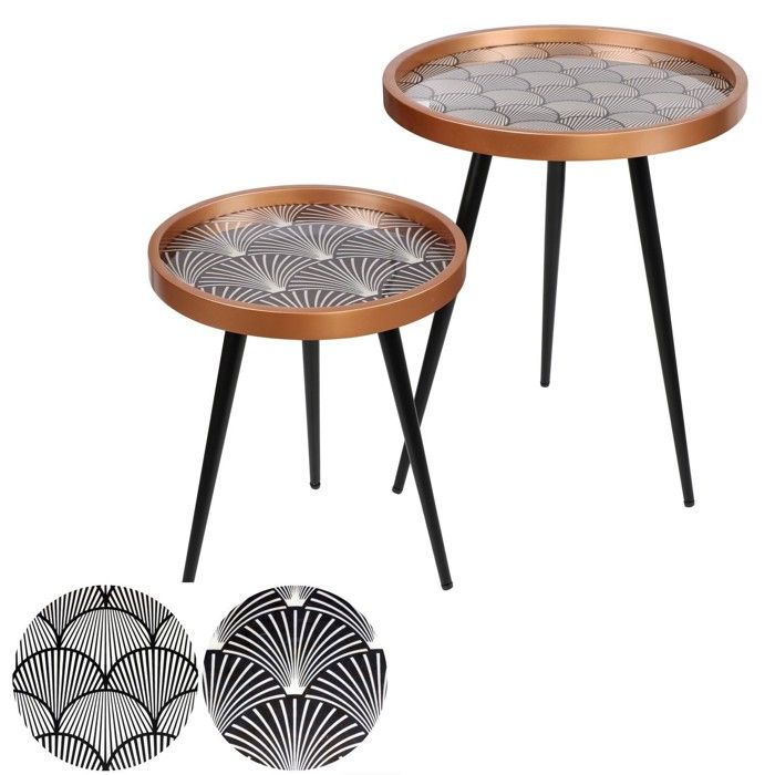 2 Tables d'appoint design Art Déco - Noir