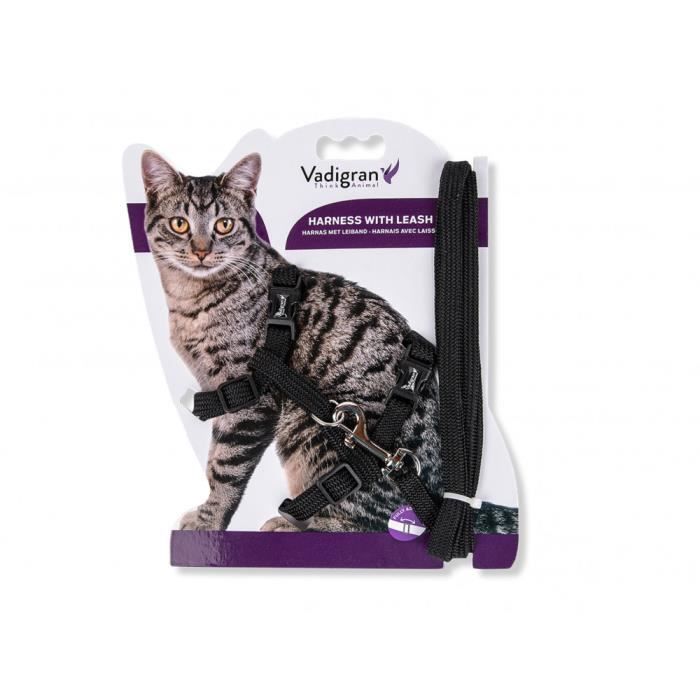 Harnais avec laisse 1.20m .CLASSIC. noir. pour chat.-Vadigran 3,000000 Noir