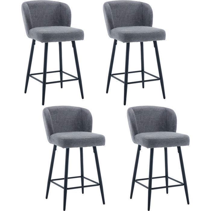 Lot De 4 Coussins De Tabouret De Bar Carrés - 30.5x30.5 Cm, épais 5 Cm - Housse Gris Foncé Lavable Et Antidérapante