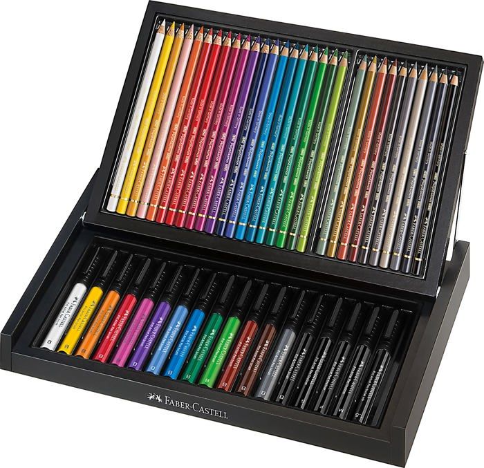 Faber-castell - 110053 - Art - Graphic Butler, 30 crayons de couleur Polychromos, 18 Pitt Artist Pen