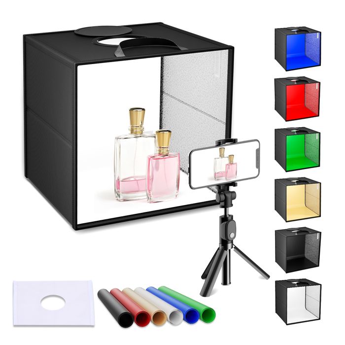 Studio Photo Portable Photobox Avec Lumières LED - 27x21x21 Cm - Pour Bijoux, Petits Objets - Professionnel - 2
