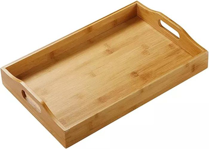 Plateau De Service En Bois Avec Poignées Pour Table Basse De Cuisine Et De Salle À Manger