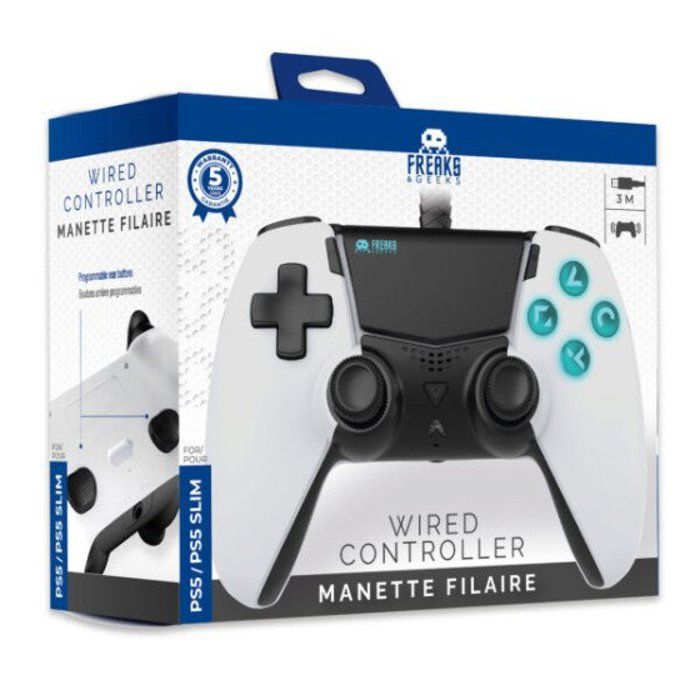 Manette Filaire - FREAKS AND GEEKS - PS5 - Ergonomique - 3m - Rétroéclairée