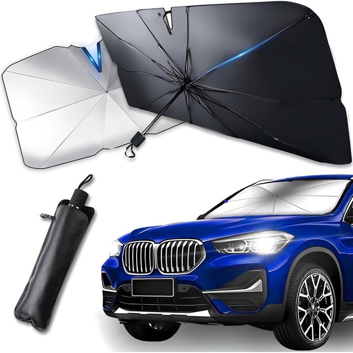 Pare-soleil Voiture 140x80 Cm - Ouverture Un Clic - Protection UV Et Chaleur - Pour Pare-brise Avant - 3