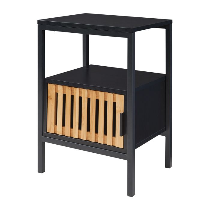Table de chevet Luniehti 58 x 40 x 33 cm noir naturel - Cdiscount Maison