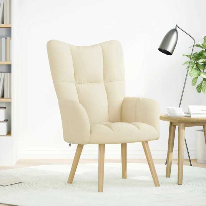 (SOLDES JUILLET)Fauteuil Relax/Chaise de relaxation - CLOUD - Salon & Chambre Crème Tissu FR14016774