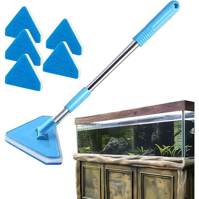 Nettoyeur pour Aquarium 5 chiffons de nettoyage Nettoyage Manche Long pour Terrarium Bassin et Entretien Domestique
