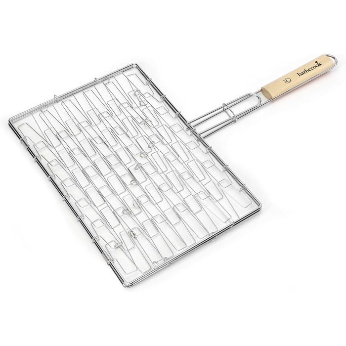 Double grille rectangulaire - Chrome et bois - 36 x 34 cm Double grille rectangulaire - Chrome et bois - 36 x 34 cm